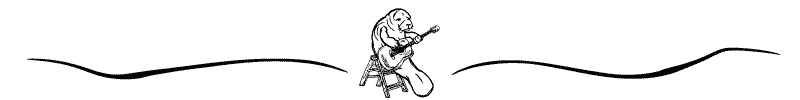 Subject divider doodle of manatee with guitar